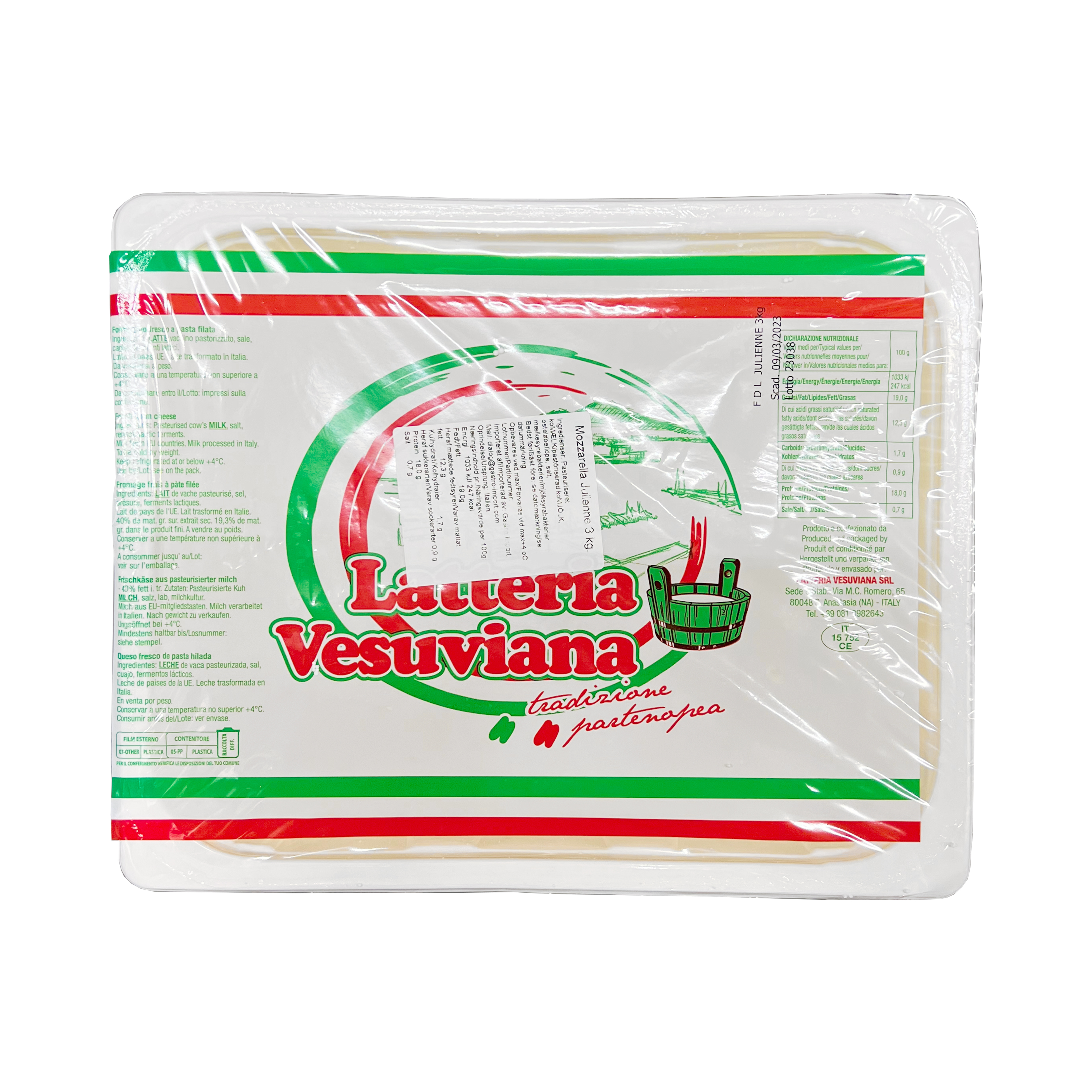 Mozzarella julienne 3 kg