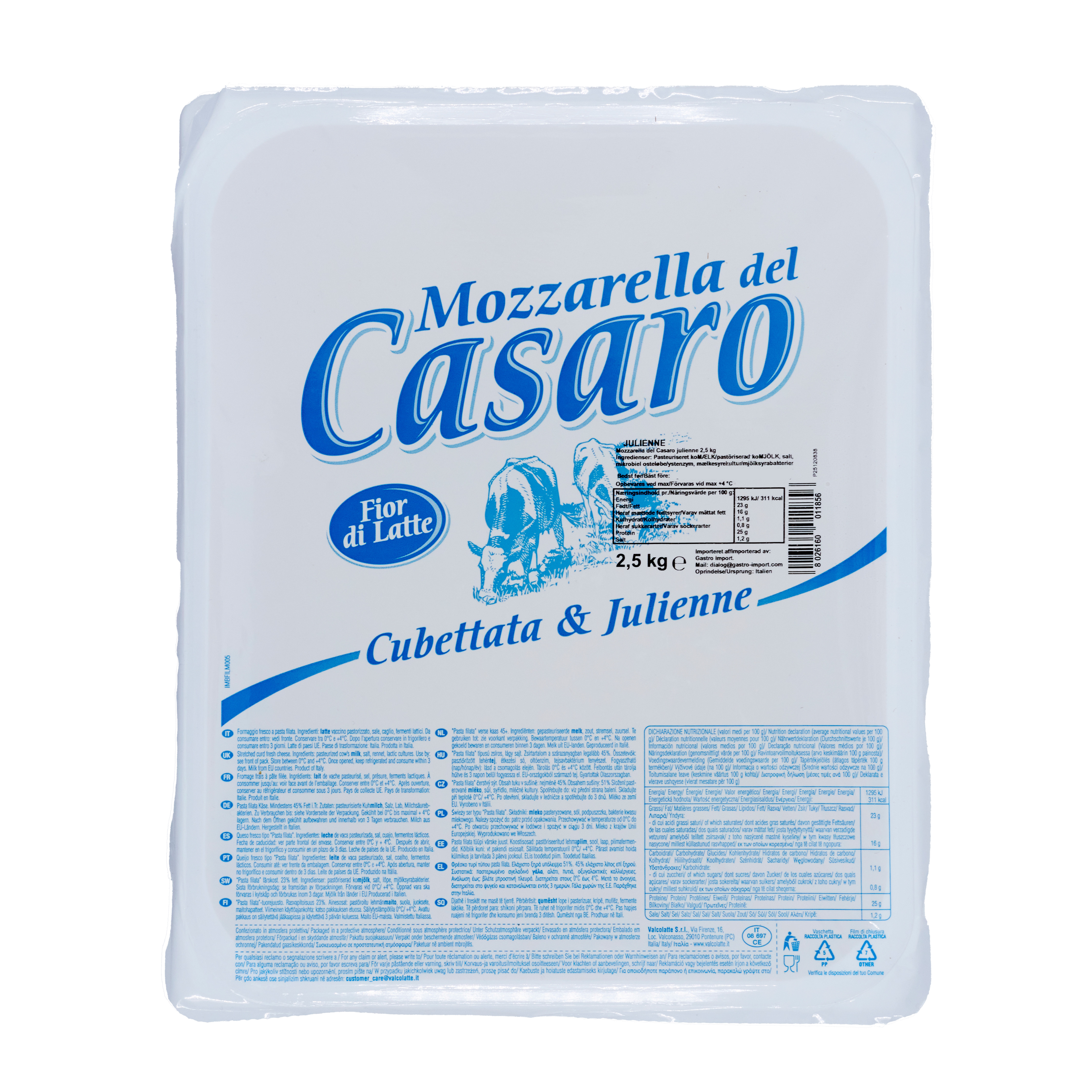 Mozzarella del Casaro julienne 2,5 kg