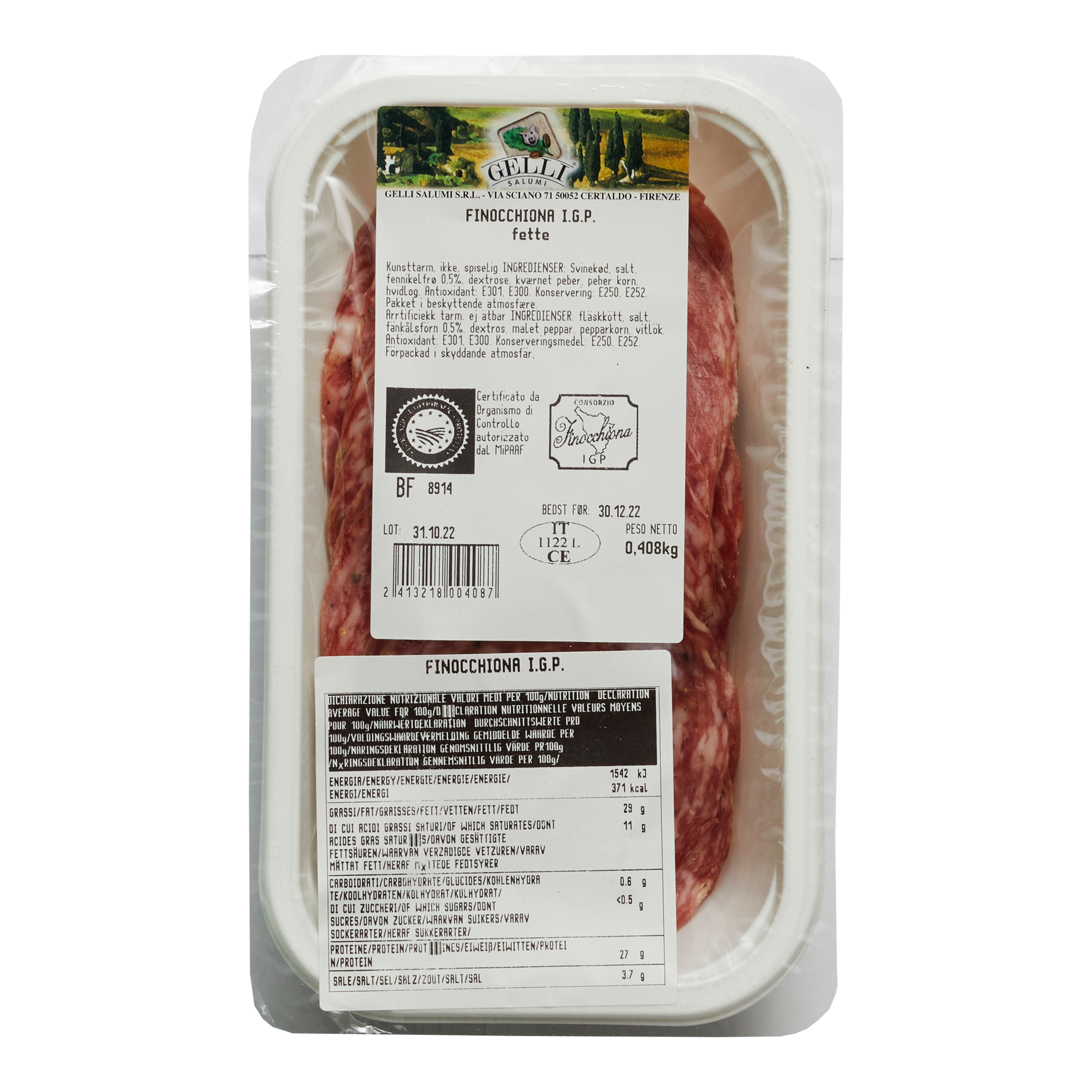 Finocchiona IGP i skiver 400 g