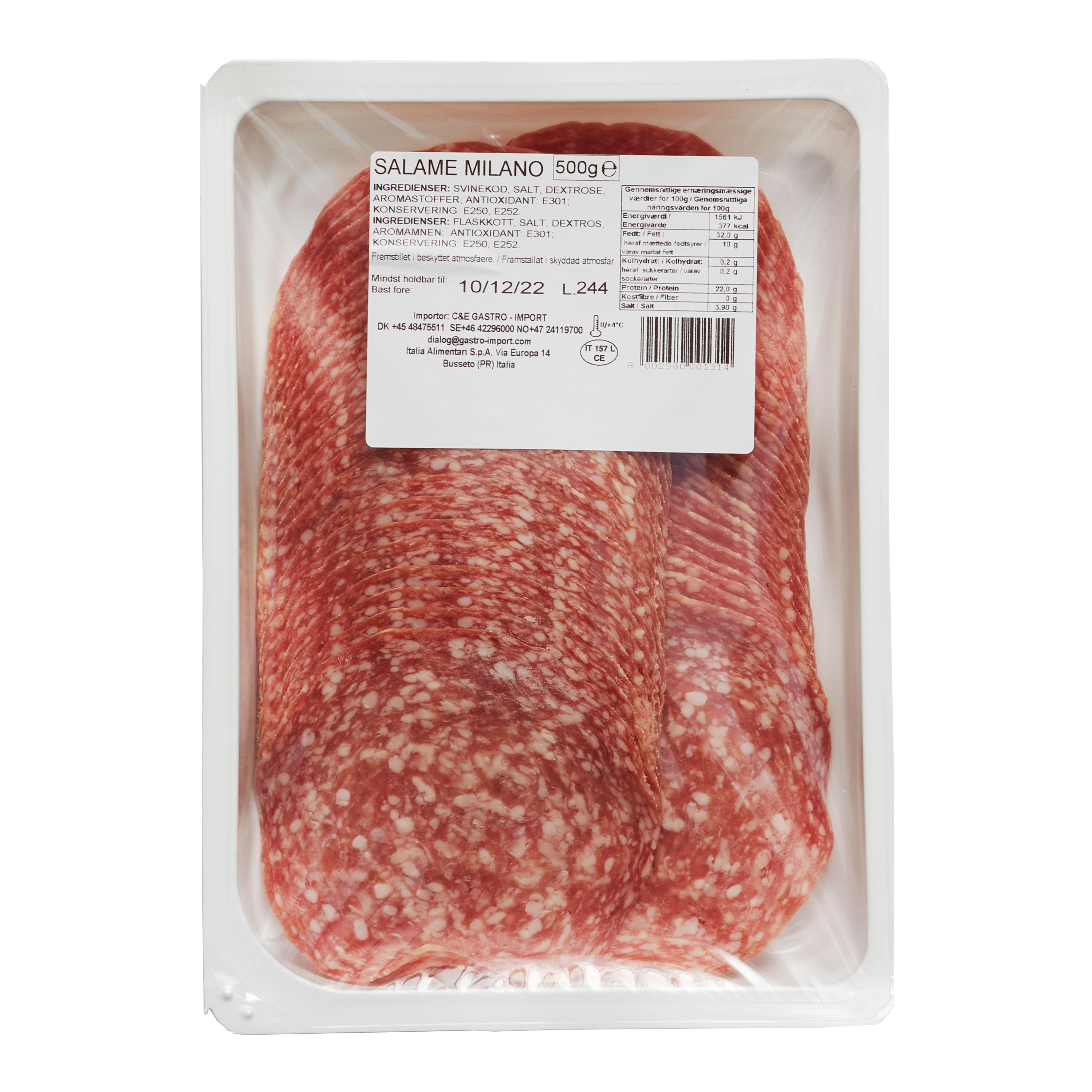 Skiveskåret Salame Milano 500 g