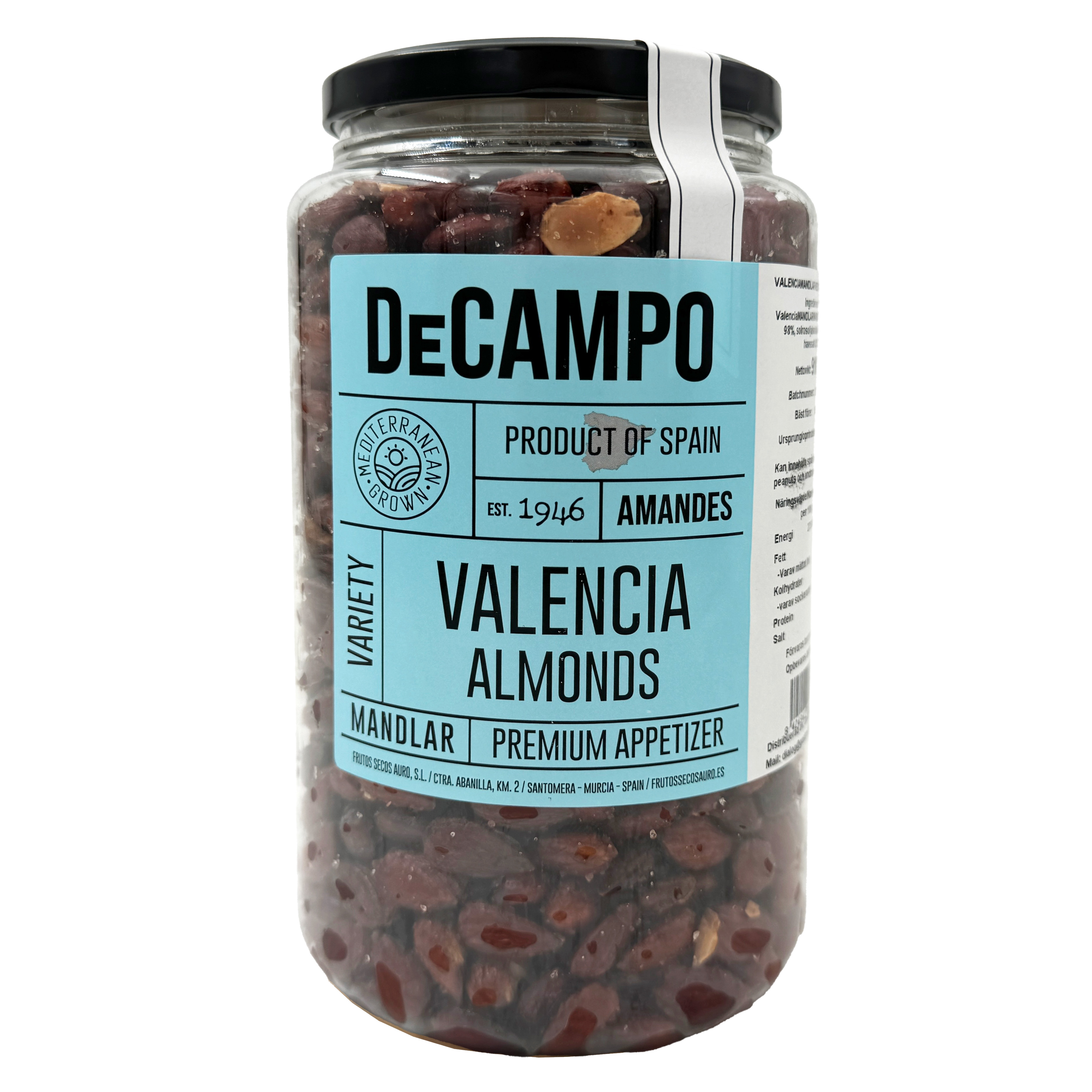 Valencia mandler med skind, saltet 910 g