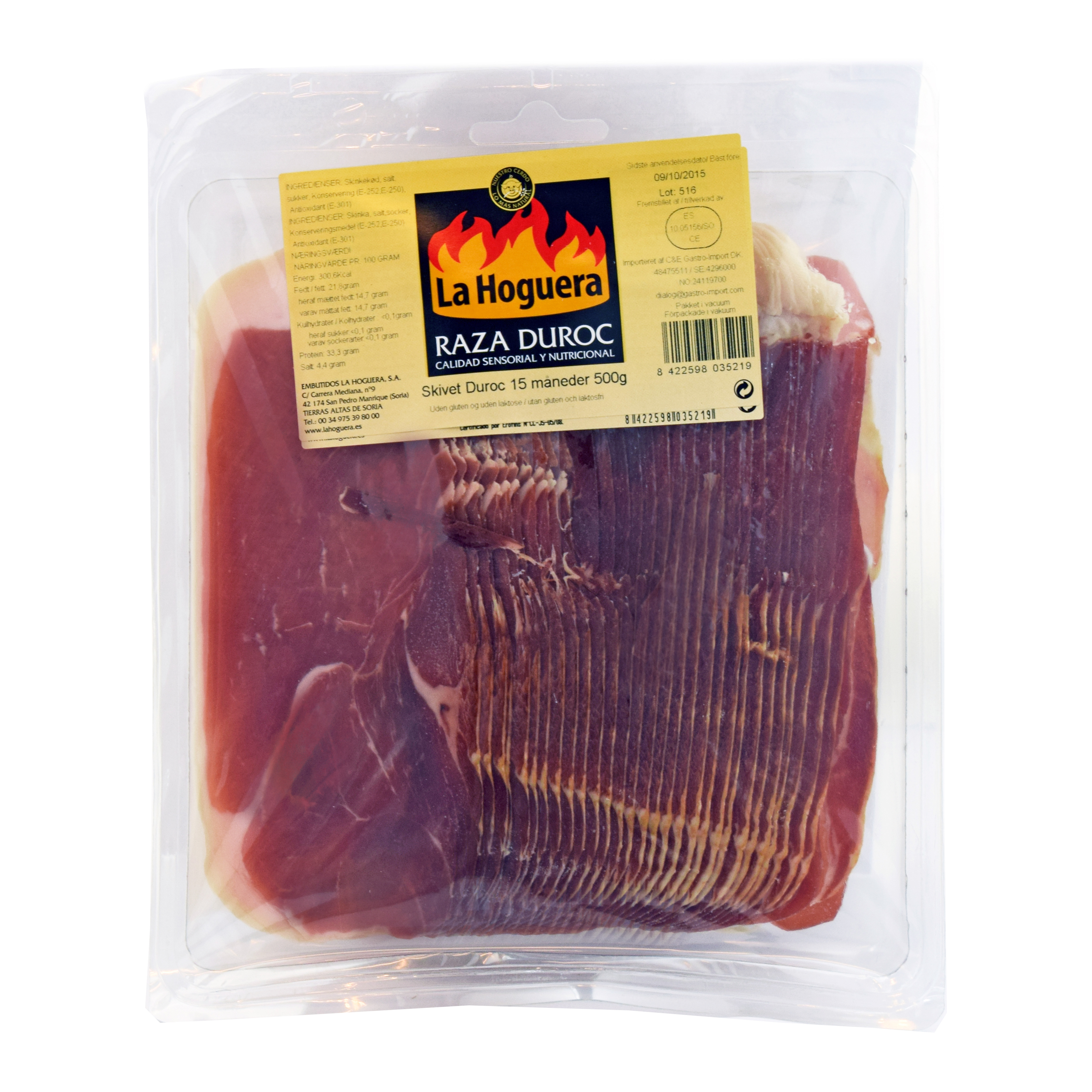 Serrano Duroc 15 mdr. i skiver 500 g