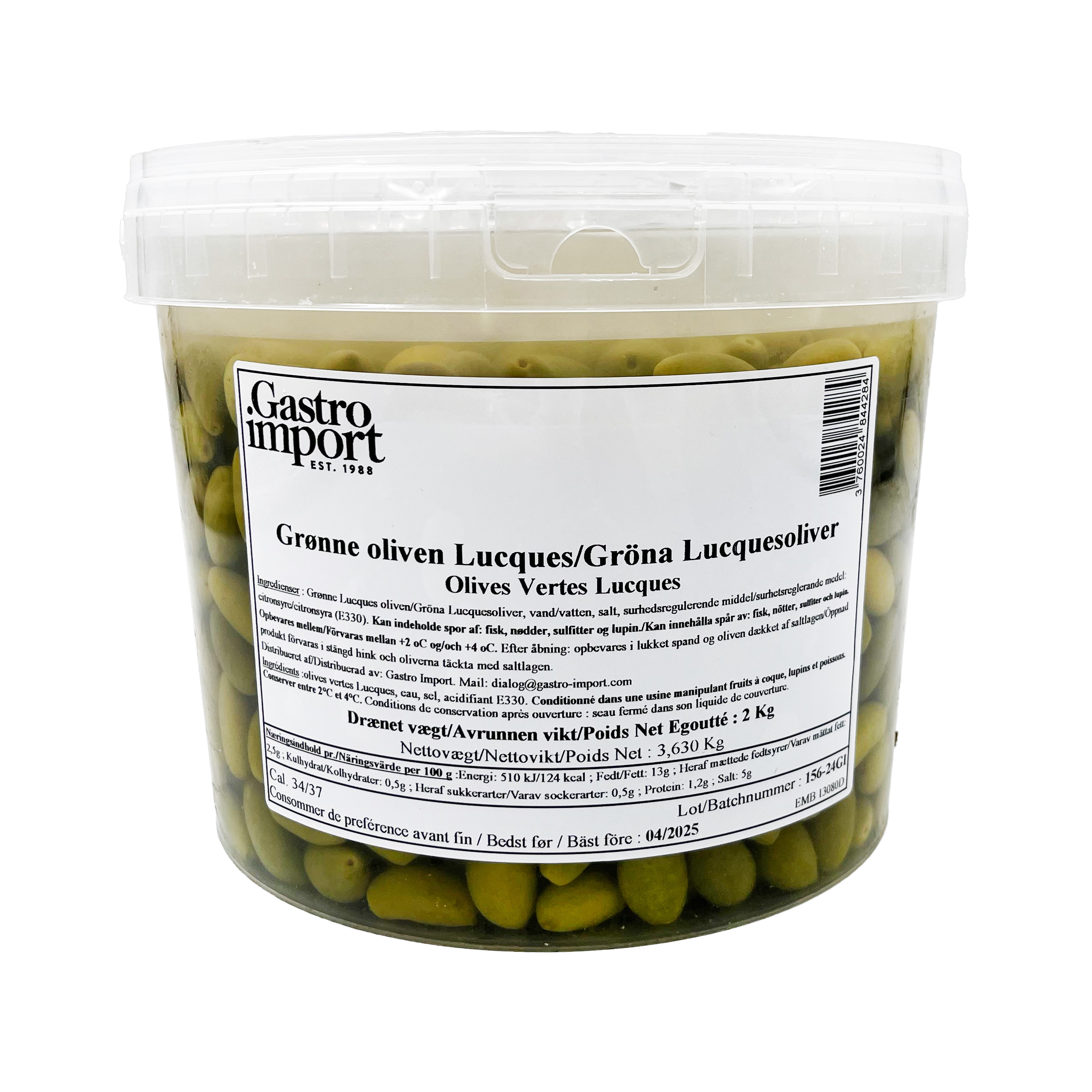 Grønne oliven Lucques 3,63 kg