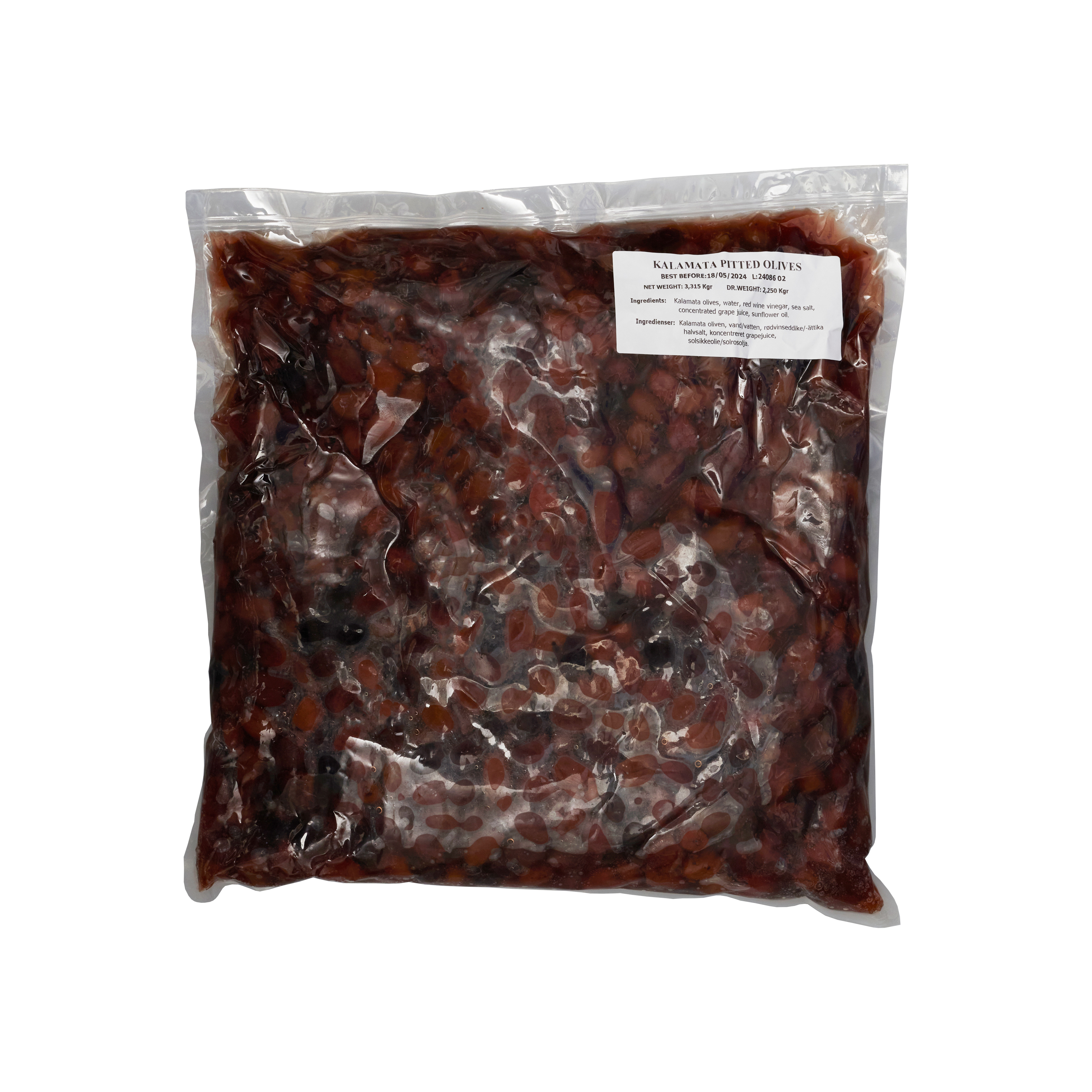 Sorte oliven Kalamata uden sten 2,25 kg